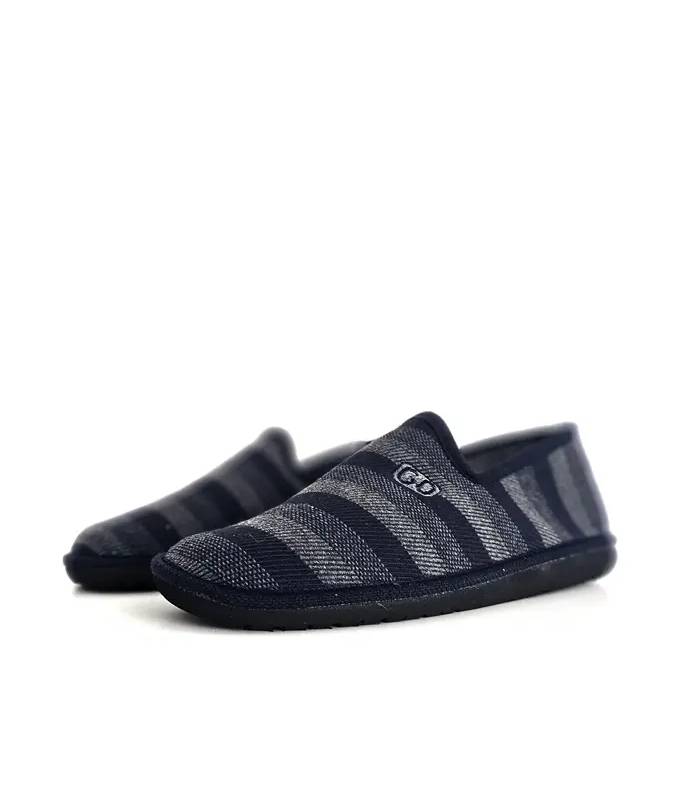 Zapatillas casa hombre cerradas rayas azul y gris