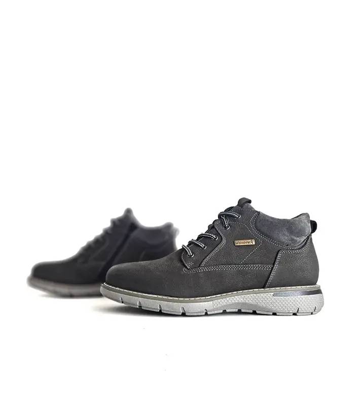 Botas Output hombre piel gris vista lateral