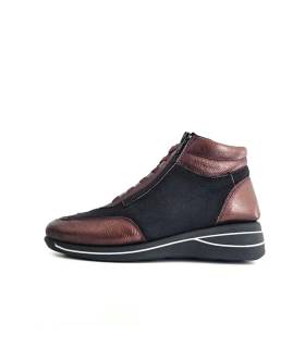 Botines mujer piel Barefly negro burdeos lateral