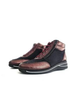 Botines mujer cómodos Barefly negro y burdeos