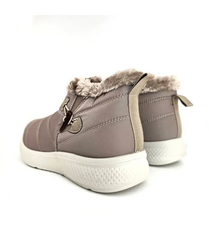 Vista trasera de botines Hualunaote acolchados taupe