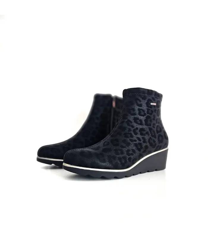 Botines mujer para vestir DChicas animal print negro vista diagonal