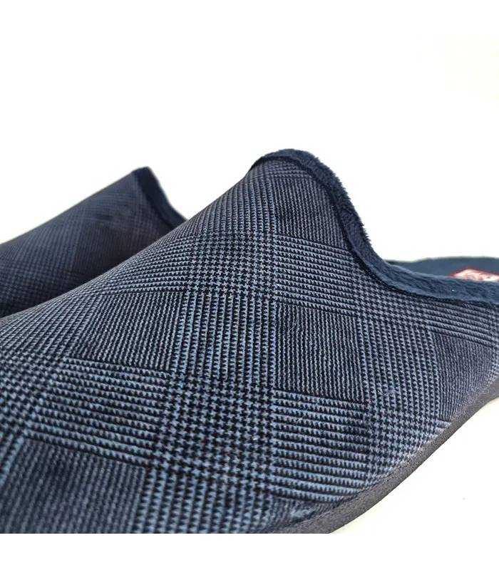 Detalle de tejido de cuadros tipo príncipe de Gales azul marino