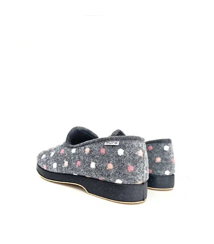 Zapatillas de casa mujer Garrido Muro grises cerradas vista trasera