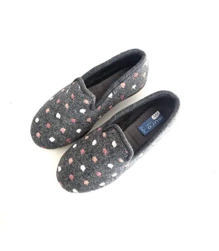 Zapatillas Garrido Muro mujer invierno gris con lunares vista superior