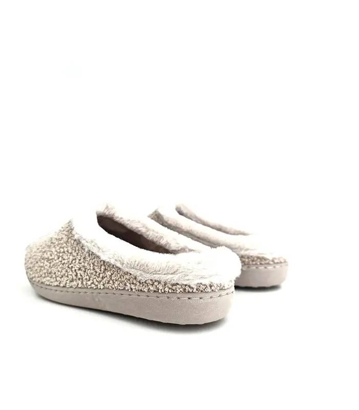 Zapatillas de casa Gema García beige con forro interior cálido y talón abierto