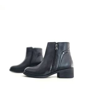 Botines My Hangar mujer piel negra con doble cremallera vista trasera