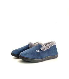 Zapatillas Plumaflex mujer cerradas azul noche con pelo gris