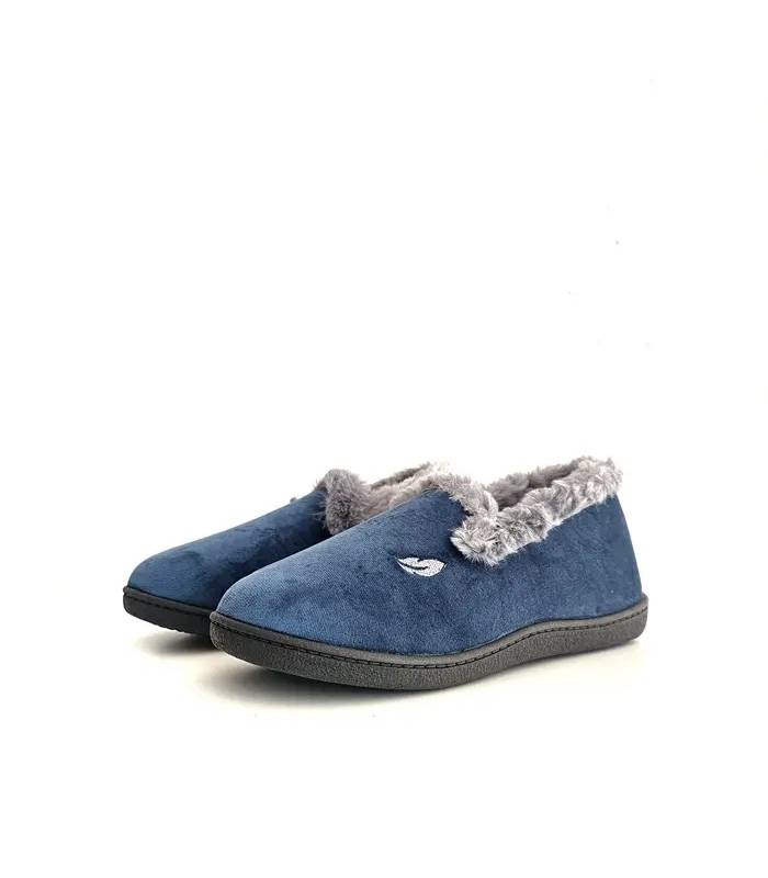 Zapatillas Plumaflex mujer cerradas azul noche con pelo gris