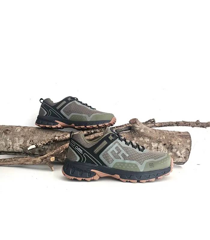 Zapatillas de senderismo impermeables Elementerre verdes vista frontal