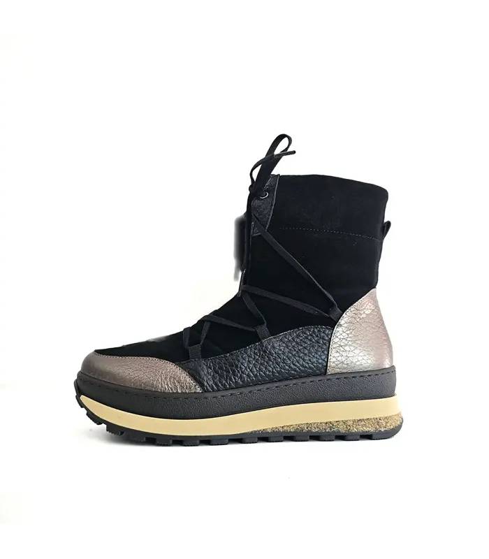 Pareja de botines Comfort Class Kitty negros con plataforma y piel combinada