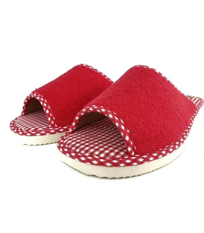 zapatilla de casa descalza adelante y atras para mujer, pinki en color rojo fabricada por Pelusin en España