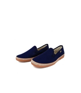 Alpargata de hombre en color azul marino para hombre con plantilla de cañamo y piso de goma fabricada por laro en España