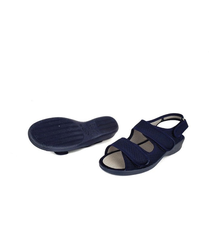 suela de goma flexible sandalia cómoda azul