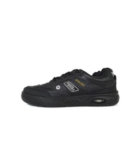 Zapatilla deportiva fabricada por Paredes en piel grabada de color negro modelo ecology, ecológico con cierre de cordones