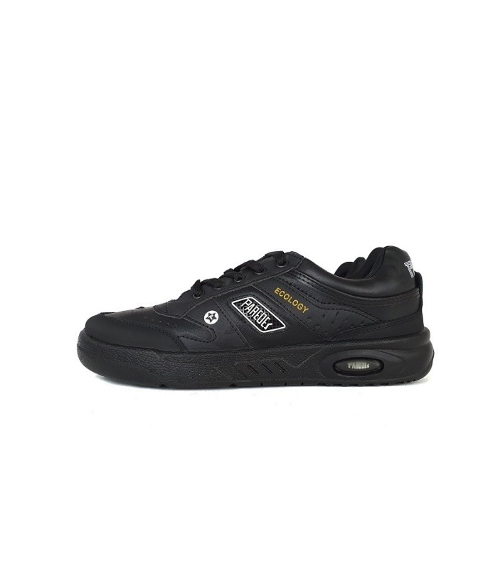 Zapatillas deportivas fabricada por Paredes en piel grabada de color negro modelo ecology, ecológico con cierre de cordones