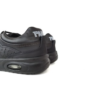 Zapatilla deportiva fabricada por Paredes en piel grabada de color negro modelo ecology, ecológico con cierre de cordones