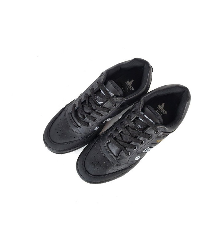 Zapatilla deportiva fabricada por Paredes en piel grabada de color negro modelo ecology, ecológico con cierre de cordones