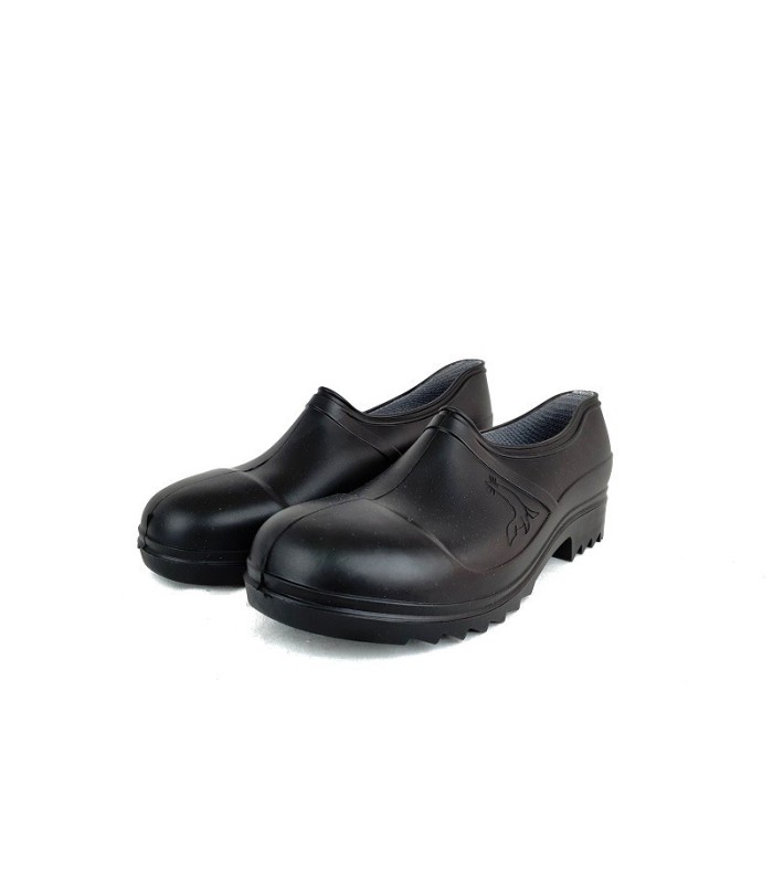 zapato zueco de caucho de color negro estanco al agua para mujer