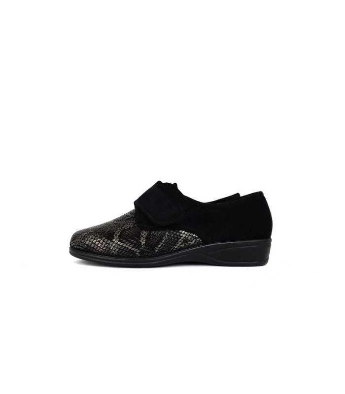 Zapatilla licra negra para pies delicados Doctor Cutillas - vista lateral completa