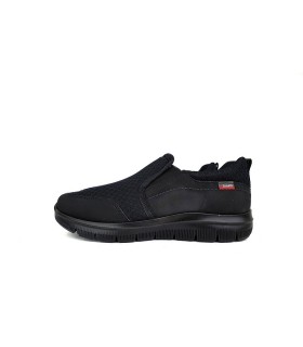 Deportivos tipo mocasín Luisetti Runner negro velcro vistos de perfil