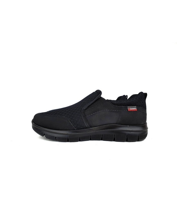 Deportivos tipo mocasín Luisetti Runner negro velcro vistos de perfil