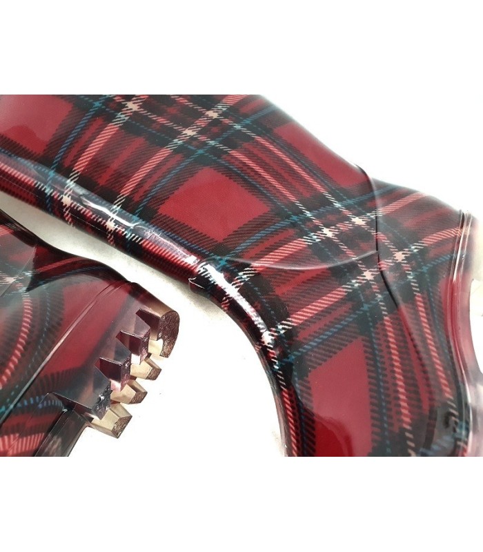 Bota de agua, katiuska de mujer de cuadros roja