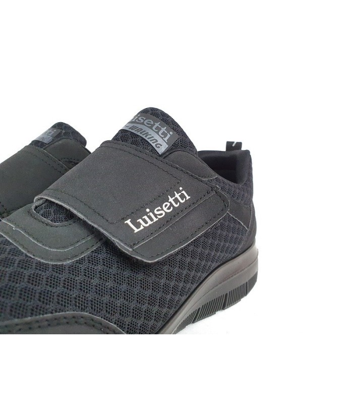 deportivo negro para hombre modelo runner con cierre de velcro fabricado por Luisetti