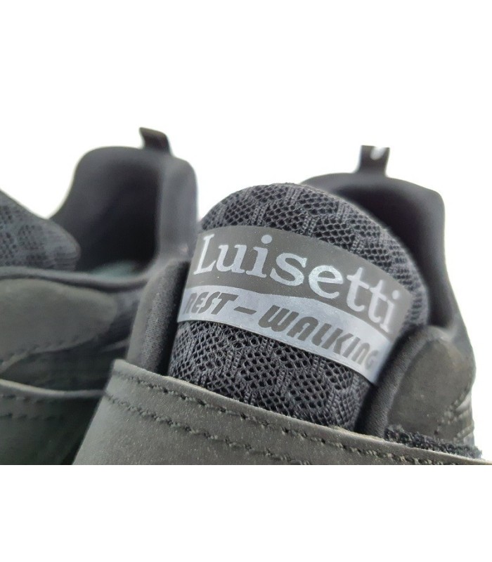 deportivo negro para hombre modelo runner con cierre de velcro fabricado por Luisetti
