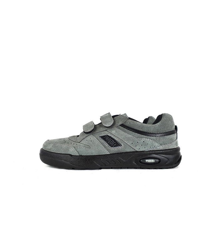 zapatillas deportivas para hombre de piel de serraje con cierre de velcros con horma ancha fabricado por Paredes de color gris